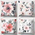 Axyaa Gray-Pink Flower Sofa Cushion Cover Set, 45x45cm, Home Decoration