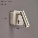 Axyaa Brass LED Wall Light Switch 4000K Copper Gold Black Silver Bedroom Reading