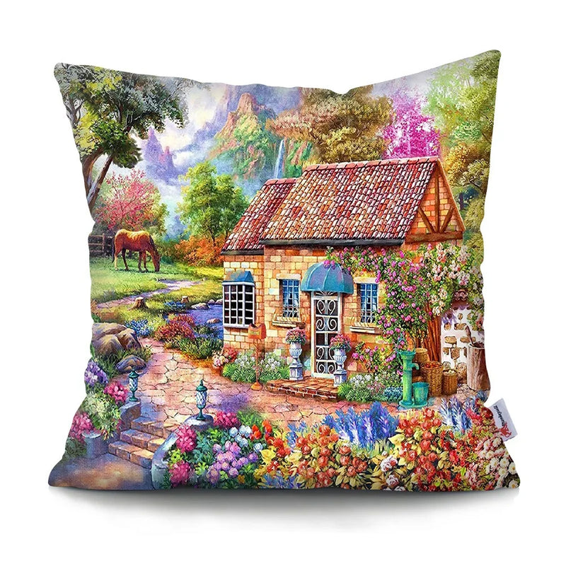 Axyaa Rustic Landscape Print Pillowcase