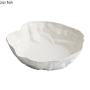 Axyaa Irregular Ceramic Salad Bowl Set - White Texture Thick Soup Fruit Dessert Bowls
