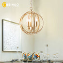 Axyaa Gold Globe Cage Pendant Light Chandelier for Living Room & Dining Room