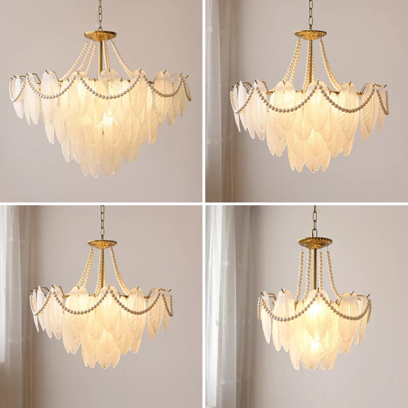 Axyaa Cream Crystal Chandelier: Modern Retro Luxury Living Room Lamp