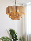 Axyaa Rattan Boho Retro Chandelier: Country Style Pendant Lamps for Home Decor