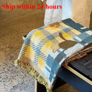 Axyaa Vintage Plaid Puppy Blanket: Knitted Sofa Towel, Art Tapestry, Mat