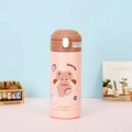 Axyaa 380ml Stainless Steel Vacuum Flask with Straw - Cute Thermal Insulation Water Bottle