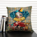 Axyaa Mermaid Linen Cushion Cover for Living Room Sofa Decoration