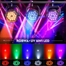 Axyaa 18LEDs RGBWA+UV Par Lights: Waterproof & High Brightness Stage Lighting