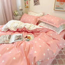 Axyaa Princess Pink Heart Bedding Set - Queen Twin Size - Cute Kawaii Design