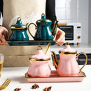 Gold Plated Porcelain Spice Jar Set with Tray - Axyaa Luxe Kitchen Collection