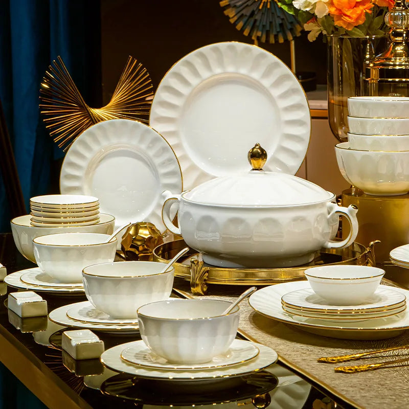 Axya Bone Dinnerware Set: 60-Piece Elegant Tableware & Cutlery Collection