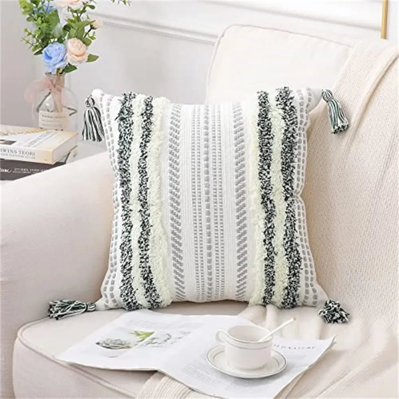 Axyaa Bohemia Tufted Woven Cushion Covers Set of 2