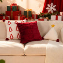 Axyaa Christmas Velvet Embroidered Cushion Cover for Festive Home Decor