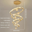 Axyaa Luxury Crystal Pendant Chandelier for Modern Stairs, Dimmable Globe Design