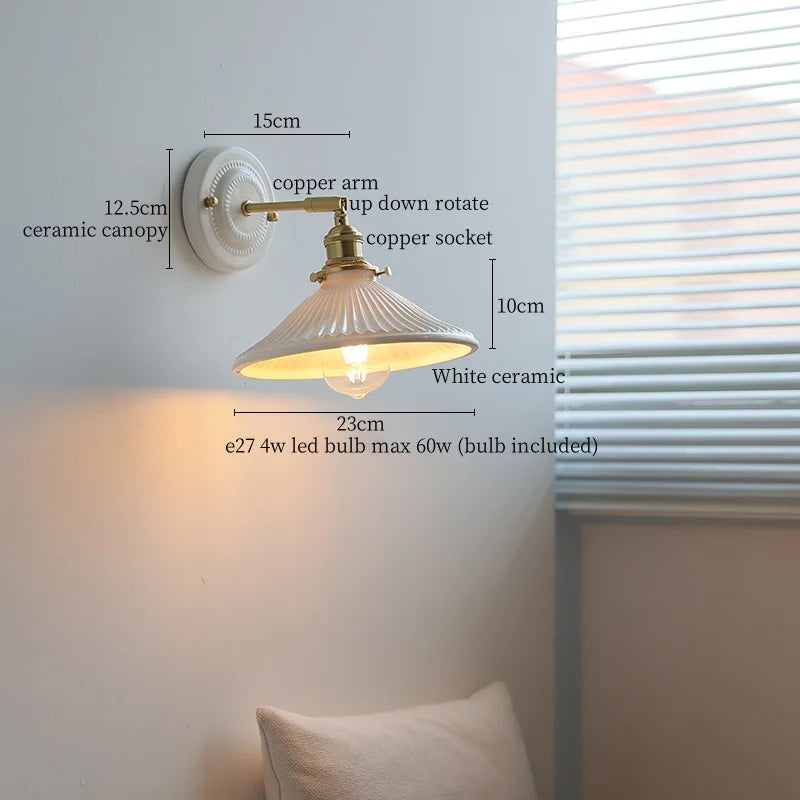 Axyaa Ceramic LED Wall Lamp for Bedroom & Bathroom with Pull Switch