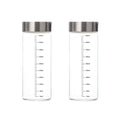 Axyaa Glass Storage Cups - Portable Seal, Thick High Borosilicate, Scale, Sealed Jar