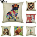 Axyaa Dog Linen Cushion Cover 45*45cm - Home Sofa Decor Pillowcase