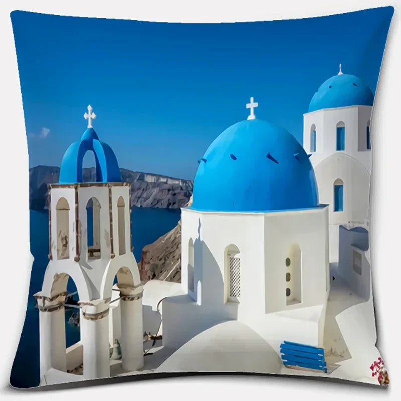 Axyaa Santorini Series Pattern Pillowcase Square Cushion Cover Home Sofa Decor
