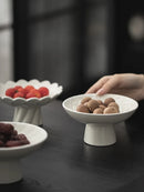 Axyaa White Ceramic Lace Fruit Plate Set