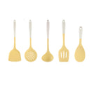 Axyaa Silicone 5-Piece Milk White Yellow Dual Color Kitchenware Set