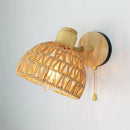 Axyaa Rattan Woven Wall Lamp for Bedroom & Bedside Mirror Lighting