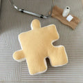 Axyaa Teddy Velvet Jigsaw Seat Cushion - White & Black Soft Back Pillow