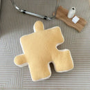 Axyaa Teddy Velvet Jigsaw Seat Cushion - White & Black Soft Back Pillow