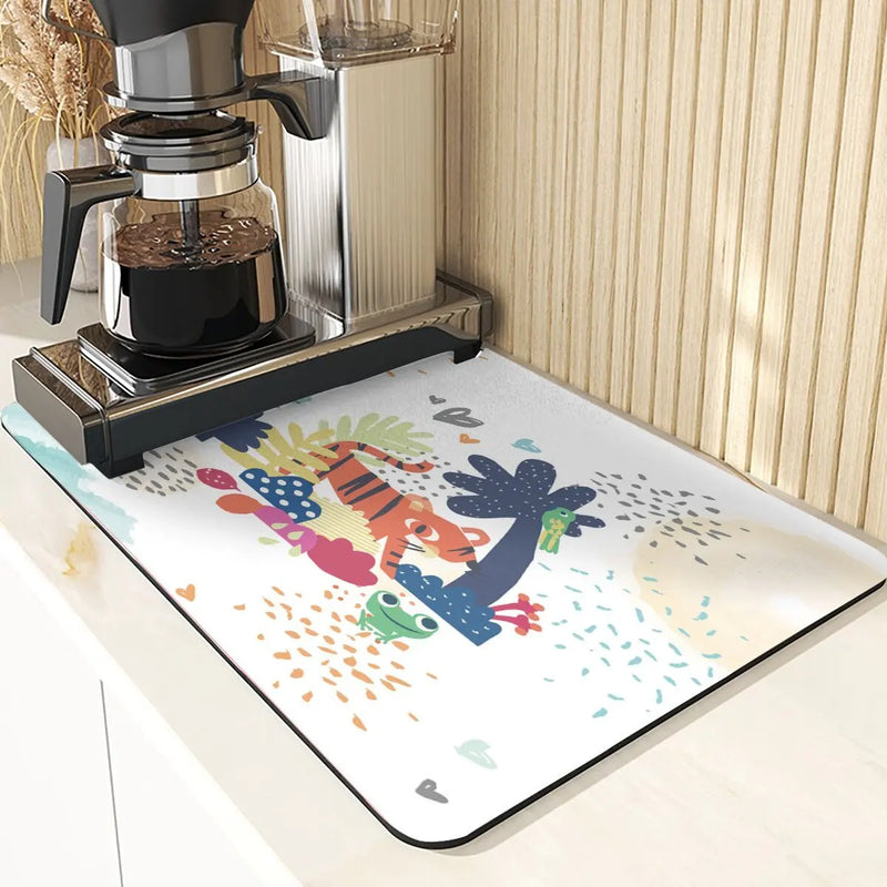 Axyaa Monkey Pattern Diatomaceous Earth Coasters: Stylish Cup Placemats & Coaster Set