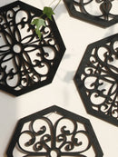 Axyaa Wooden Boho Wall Decor Set - Hexagon & Square Carved Designs