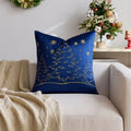 Axyaa Christmas Tree Pillow Cover - Silver Gold Snowflake Velvet - Home Decoration - 45x45cm