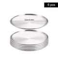 Axyaa Stainless Steel Shallow Tray Round Plate Set of 6