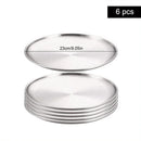 Axyaa Stainless Steel Shallow Tray Round Plate Set of 6