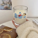 Axyaa Christmas Glass Cup 300ml: Festive Kawaii Mug for Coffee, Juice, Wine, Cocktails