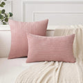 Soft Corduroy Striped 18x18 Inch Throw Pillow Covers for Winter Home Decor - Axyaa
