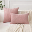 Axyaa Corduroy White Multi-Color Striped Throw Pillow Covers