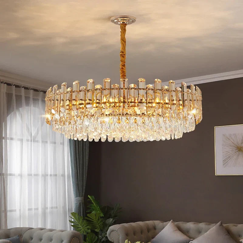 Axyaa Crystal Pendant Chandelier for Luxury Living and Dining Room Lighting