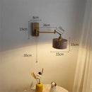 Axyaa Wooden Wall Sconce LED Lampshade with Pull Chain Switch for Bedroom Bathroom Perspective Mirror