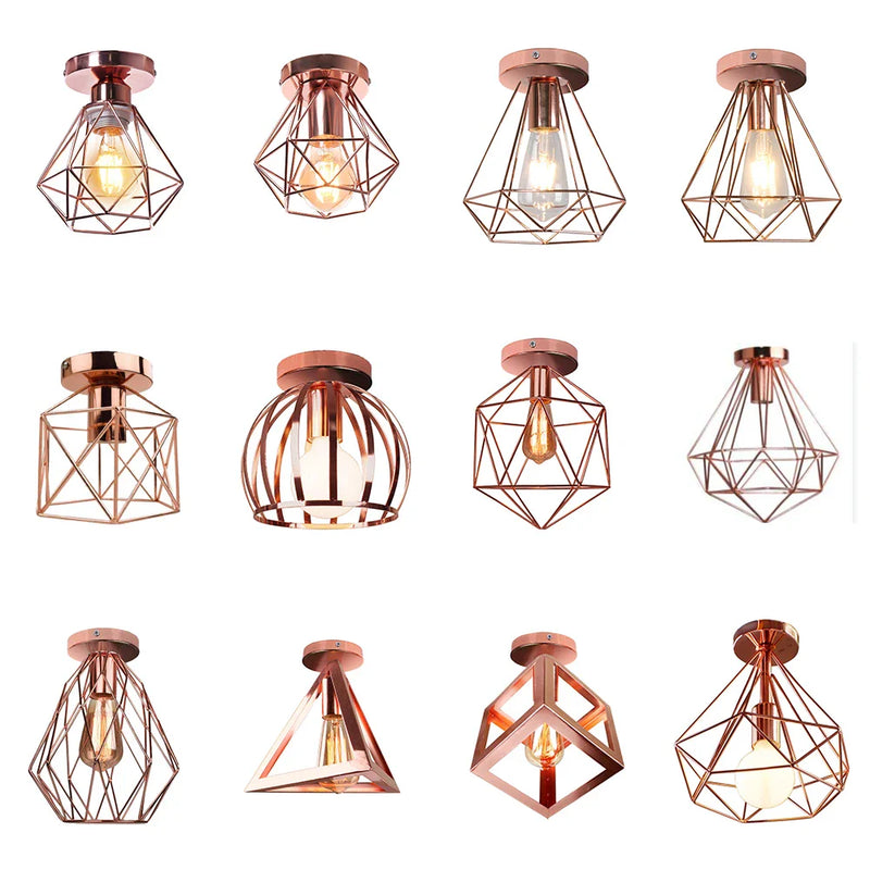 Axyaa Rose Gold Iron Ceiling Light Fixture - Modern Hallway Lighting