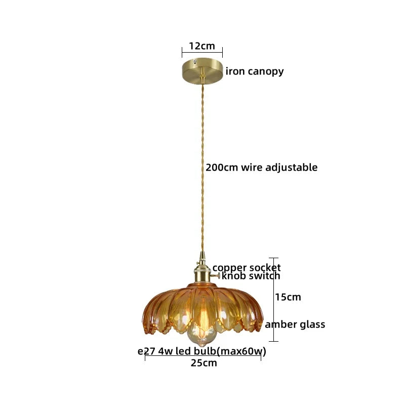 Axyaa Copper Glass LED Pendant Chandelier for Home Decor