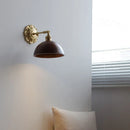 Axyaa Industrial LED Wall Sconce Lights Plug In Black Walnut Wood Vintage Style