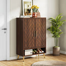 Axyaa 6-Tier Wooden Shoe Storage Cabinet with Doors & Adjustable Shelves