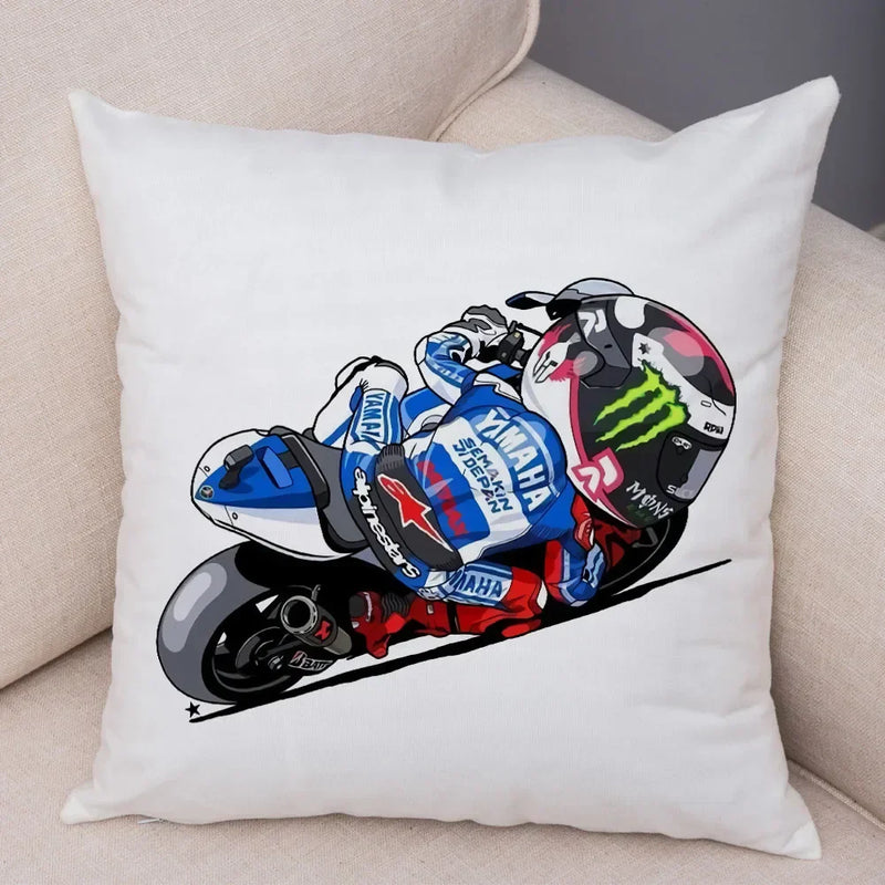 Axyaa Cartoon Sport Motorcycle Cushion Cover - Super Soft Plush Pillow Case