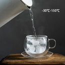 Axya Double Wall Glass Espresso Set with Spoon, Dish & Handle - 180/250ml