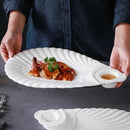 Axyaa White Ceramic Special-shaped Plate for Sushi Fruit Salad and Snacks