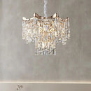 Axyaa Gold Metal LED Crystal Chandelier for Dining and Living Room
