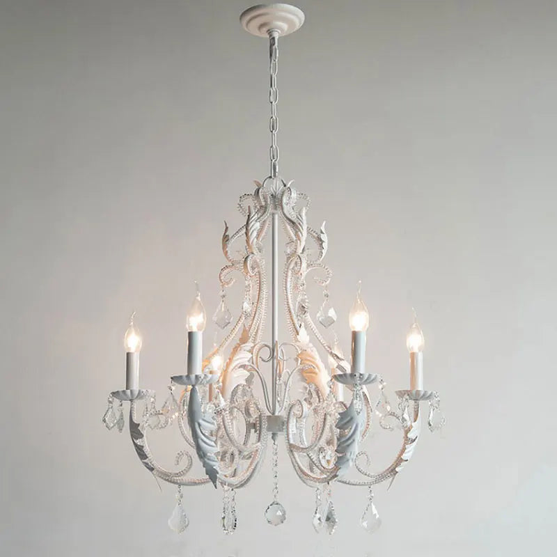Axyaa Retro Iron Crystal Chandelier for Living Room Bedroom Dining Room