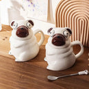 Cute Dog Mug by Axyaa: Large Ceramic Tea Cup with Lid, Funny Cartoon Design