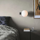 Axyaa Small Black Chrome Wall Sconce with White Glass Shade