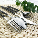 Axyaa 16-Piece Stainless Steel Cutlery Set with Imitation Wooden Handles