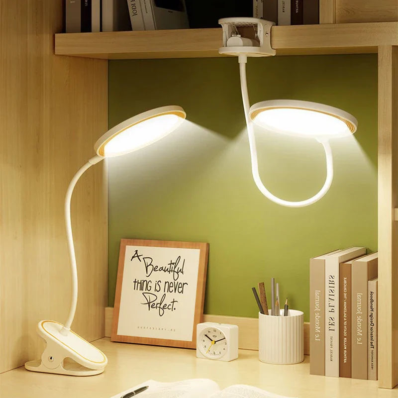 Axyaa Clip-On Desk Lamp: Rechargeable LED Touch Light, 3 Modes Dimming