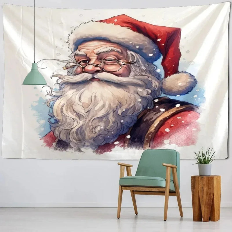Axyaa Christmas Santa Claus Tapestry Background Cloth for Family Living Room Wall Decoration